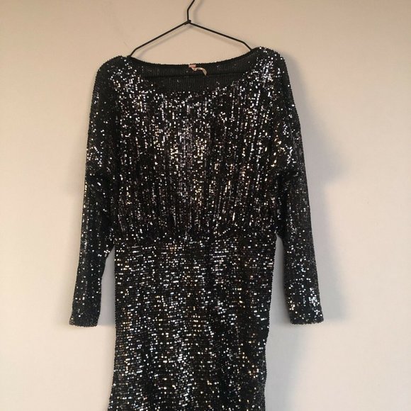 Free People Giselle Mini Dress Black Sequins Party - Picture 8 of 9